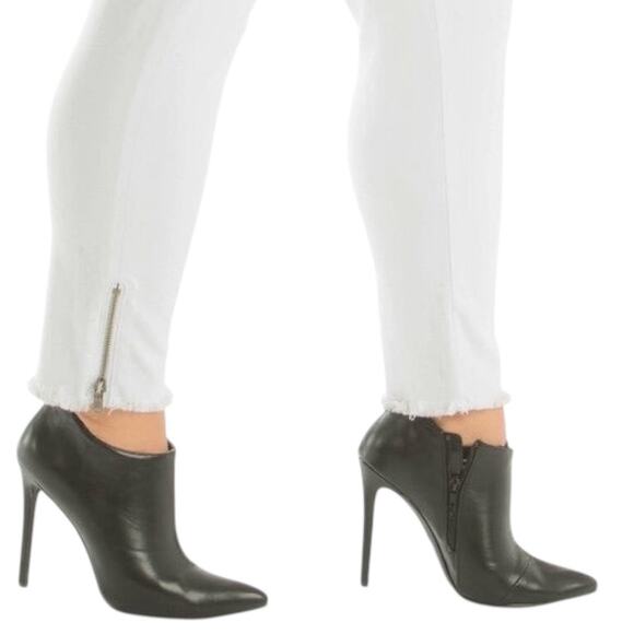 KanCan LA jeans 27” Opaque white denim sleek skinny cut raw hem zipper details - Picture 2 of 12